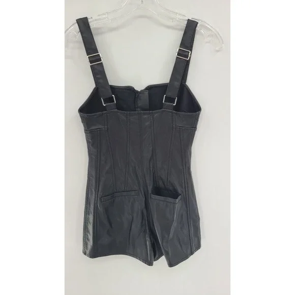 Free People Pleasant Surprise Black Vegan Romper Corset 0 Grunge Goth Clubwear - Picture 3 of 12